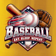 Baseballová pálka s rukavicou eat sleep repeat