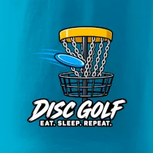Discgolfový kôš s letiacim diskom eat sleep repeat