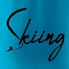 Skiing nápis lyžiar