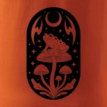 Goblincore čiernobiela oválna žaba