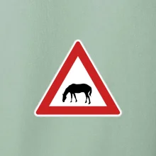 Dopravná značka - Pozor pasúci sa kôň