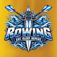 Veslařská loď se zkříženými vesly eat sleep repeat