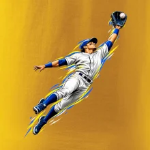 Baseballový polař chytá míček ve výskoku