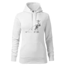 Kreslený rybár na pni