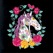 Kôň farebný s kvetinami