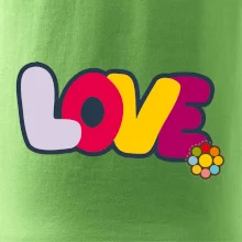 Love nápis s kvetinou