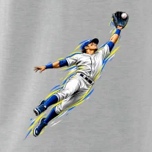 Baseballový polař chytá míček ve výskoku