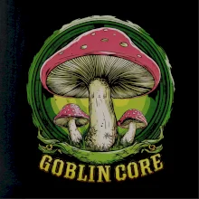 Goblincore  red capped mushrooms