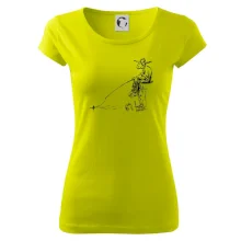 Kreslený rybár na pni