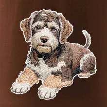 Lagotto romagnolo ležiaci vyšívaný na prsníku