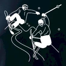 Lyžovanie - kreslené obrázok