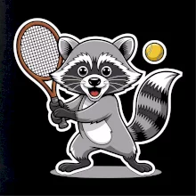 Mýval hrá tenis kreslený