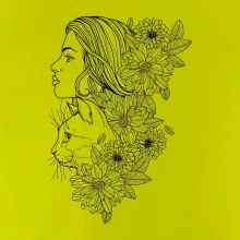 Žena a kočka - kreslená