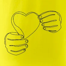 Ruka držiaca srdce jedným ťahom