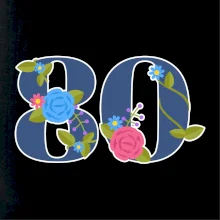 Kvetinové číslo kreslené - 80