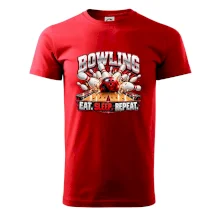 Bowlingová guľa a kolky eat sleep repeat