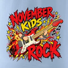 Rocková listopadová kytara s dětskými rukama