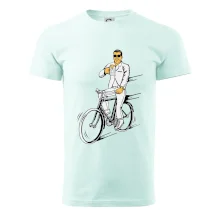 Gentleman na bicykli s pivom