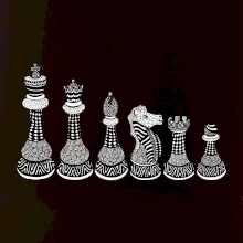 Šachové figúrky v rade - kreslené