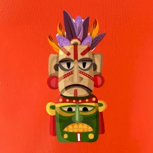 Mayová maska s perím