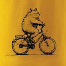 Tučná mačka na bicykli