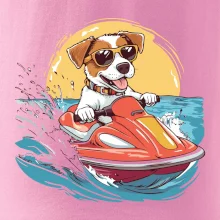 Jack russell teriér na vodnom skútri