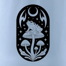 Goblincore čiernobiela oválna žaba