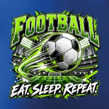 Futbalová lopta a štadión eat sleep repeat