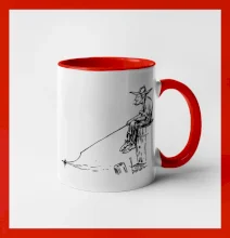 Kreslený rybár na pni