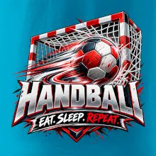Hádzanárska lopta v bránke eat sleep repeat