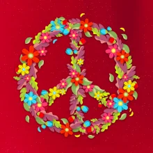 Peace symbol červené kvety