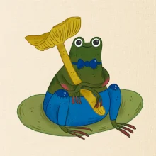 Žaba s hubou (studio-arte.cz)