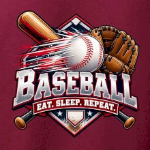 Baseballová pálka s rukavicou eat sleep repeat