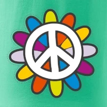 Peace symbol s kreslenou kvetinou