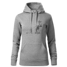 Kreslený rybár na pni