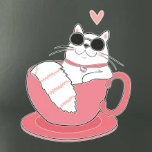 Hustá mačka v hrnčeku