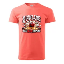 Bowlingová guľa a kolky eat sleep repeat