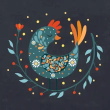 Folklór - sliepky s margarétkami