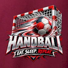 Hádzanárska lopta v bránke eat sleep repeat