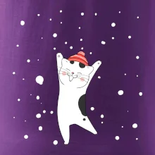 Veselá mačka v zimnej čiapke