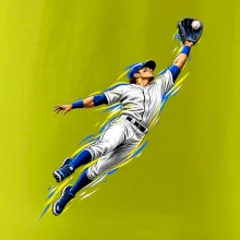 Baseballový polař chytá míček ve výskoku