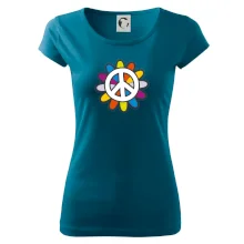 Peace symbol s kreslenou kvetinou