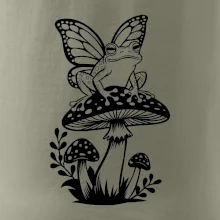 Goblincore čierna huba so žabou