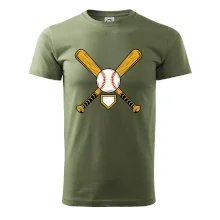 Zkřížené baseballové pálky a míček
