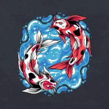 Yin & Yang Koi kapor - červený