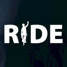 Ride - nápis s cyklistom Ride - nápis s cyklistom