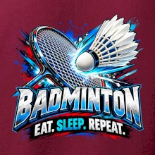 Bedmintonová raketa s košíčkom eat sleep repeat