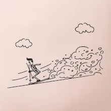 Kreslený lyžiar na horách