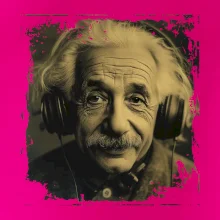 Albert Einstein so slúchadlami