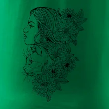 Žena a kočka - kreslená